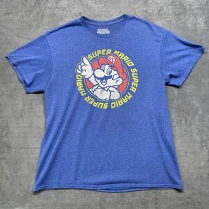 Super Mario Graphic Short Sleeve T Shirt Light Blue Size Large Retro Graphic